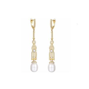 Cercei argint placati aur perle naturale Temptation